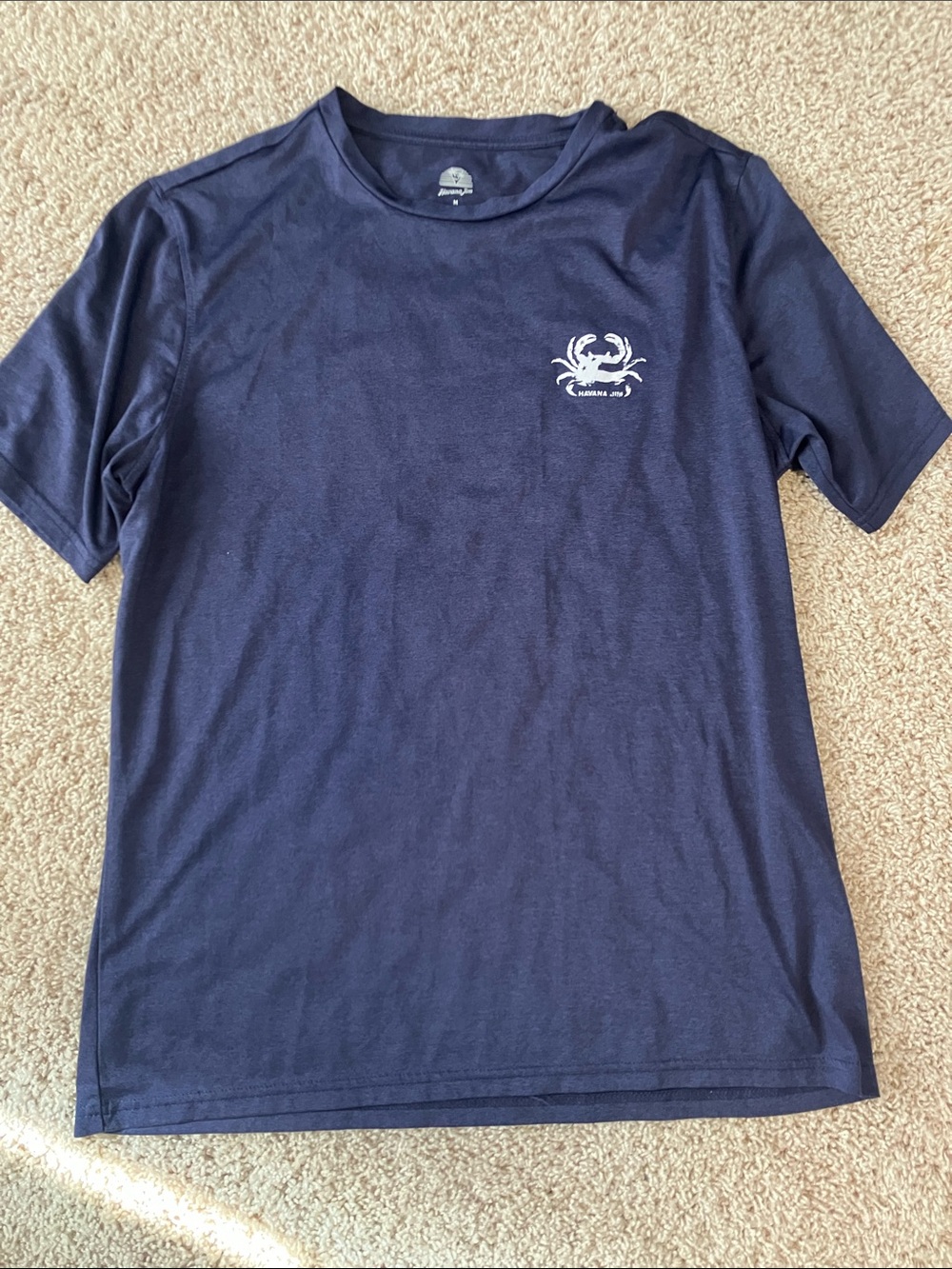 Boys Navy Short-Sleeve Tee with White Crab Logo